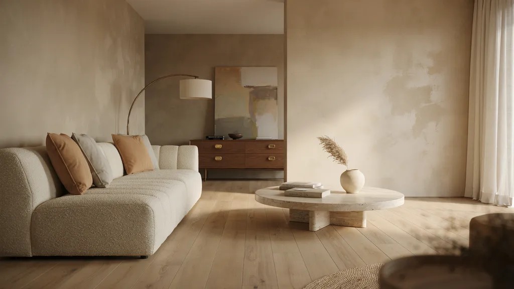 Venetian plaster wall texture with smooth polished finish and subtle reflective sheen.