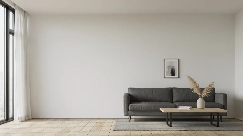 smooth wall texture with flat clean surface in a modern minimalist interior.