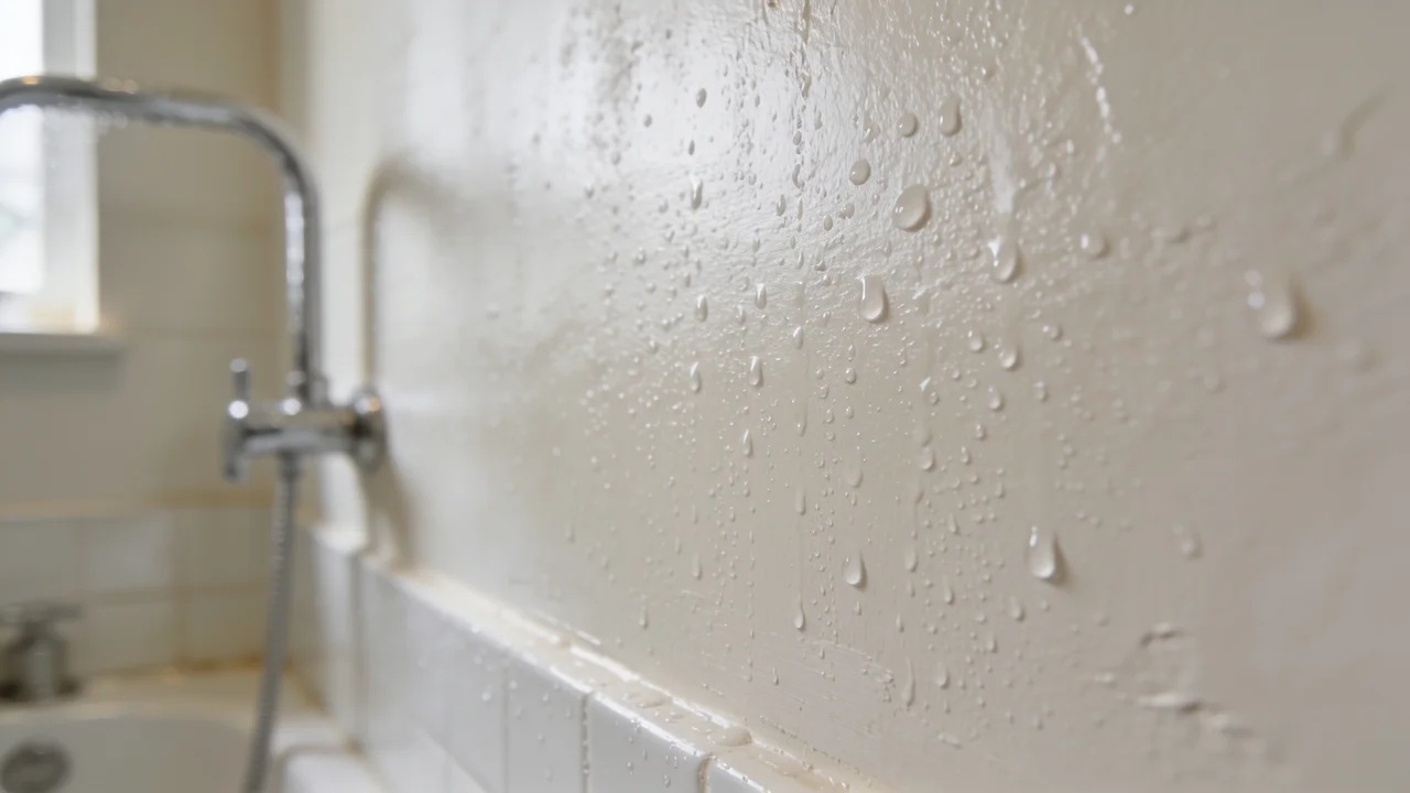Moisture-resistant bathroom paint protecting walls from humidity and mildew.