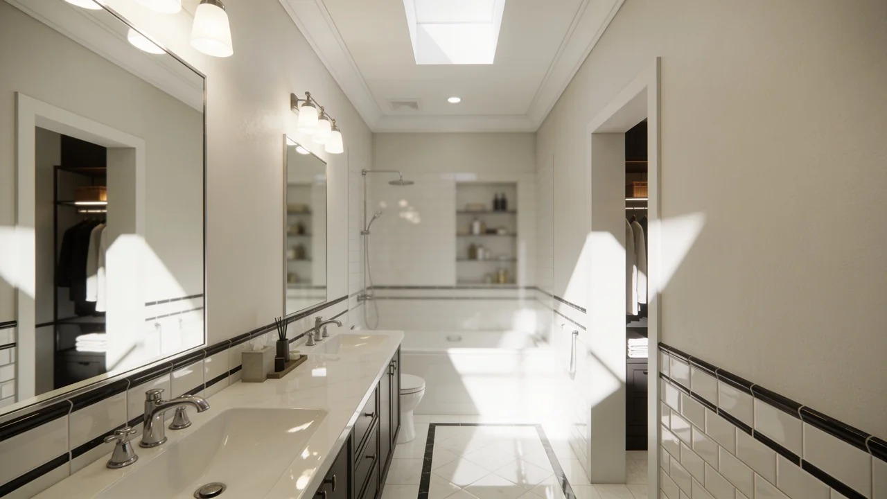 Smooth bathroom paint application with moisture-resistant wall finish.