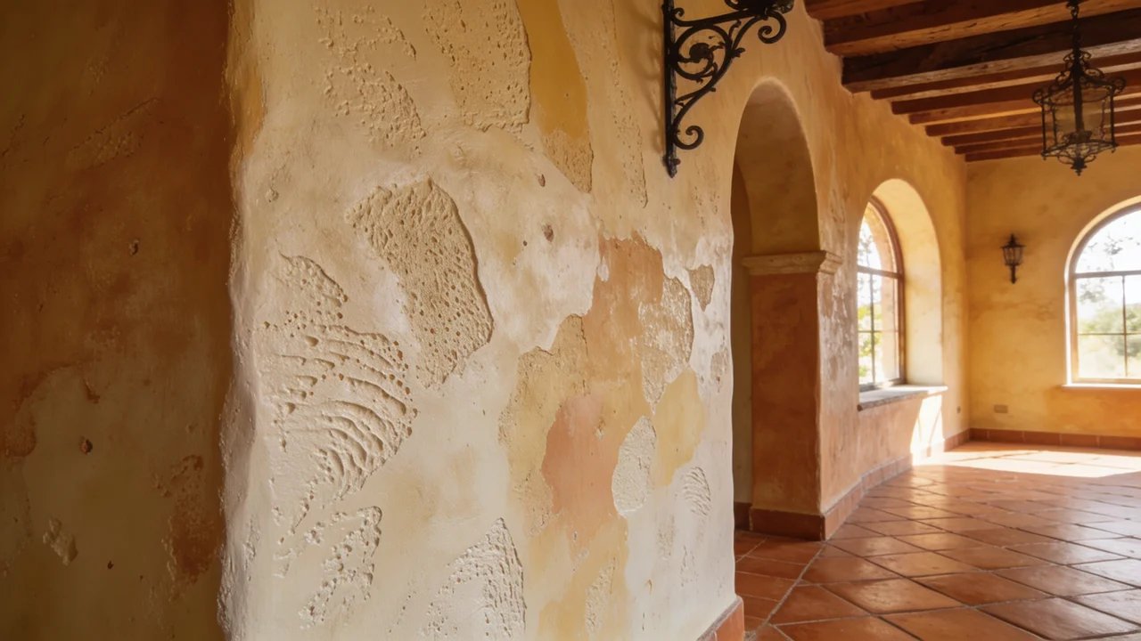 Skip trowel wall finish featuring soft plaster-like texture.